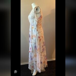 Calvin Klein Cream and Purple Floral Maxi Dress